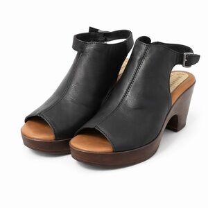 BOC by Born Black Leather Platform Slingback Clogs Size 8